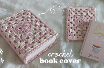 Guy Crochet Clothes, Heart Granny Square, Crochet Book Cover, Bookmark Crochet, غلاف الكتاب, Crochet Clover, Book Cover Diy, Crochet Book, Crochet Design Pattern