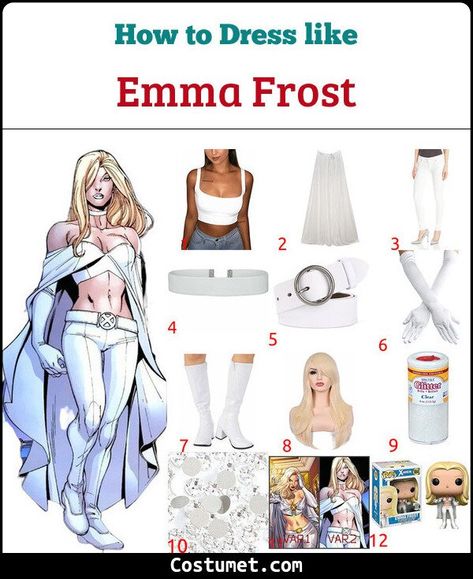 Emma Frost, Emma Frost Costume, X Men Costumes, Long White Gloves, Men Costume, White Cape, Gloves White, White Choker, Cosplay Halloween