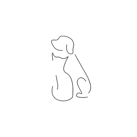 Cute Cat And Dog Tattoo, Online Dog Tattoo, Dog Cat Line Tattoo, Dog And Cat Line Art Tattoo, Cat And Dog Tattoo Minimalist, Single Line Cat And Dog Tattoo, One Line Cat And Dog Tattoo, Small Dog Tattoo Simple, Cat Dog Outline Tattoo