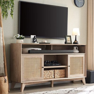 Shelves Boho, 65 Inch Tv, Rattan Door, Television Stand, Stands Tv, Tv Stand Decor, Tv Stand Console, Timeless Aesthetic, Nursery Furniture Sets