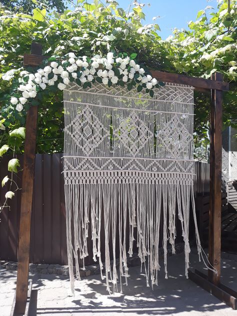 Wedding Arch Macrame, Wedding Backdrop Wall, Macrame Window, Macrame Window Curtain, Macrame Arch, Macrame Wedding Arch, Party Photo Booth Backdrop, Macrame Door, Macrame Door Curtain