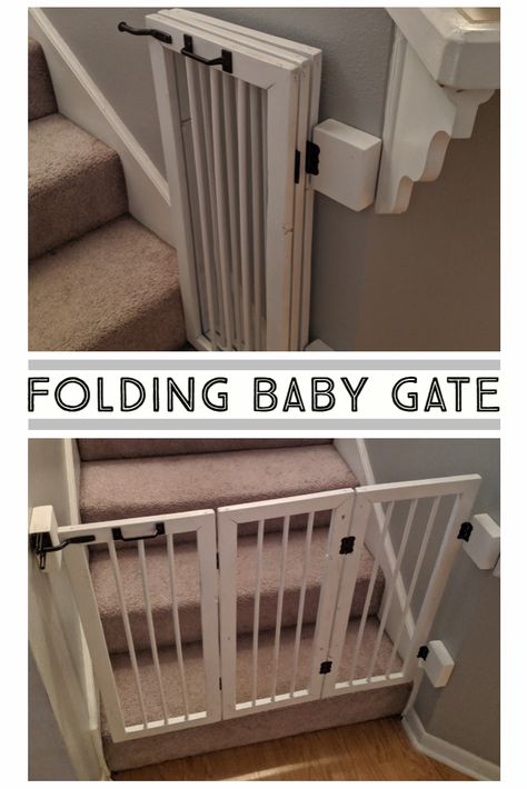 Homemade Baby Gate for the stairs folds flat against the wall in with 3 sections. Concrete Countertops Diy, Dröm Hus Planer, Diy Dog Gate, Diy Baby Gate, Countertops Diy, Concrete Countertops White, Countertops Concrete, Stair Gate, Concrete Countertops Kitchen