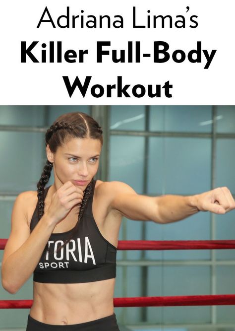 Click ahead to see Adriana Lima do her exact workout - it's major fitspo! Victoria's Secret Workout, Adriana Lima Diet, Adriana Lima Boxing, Adriana Lima Workout, Adriana Lima Body, Boxing Style, Sports Hairstyle, Vs Workout, Abs Pictures