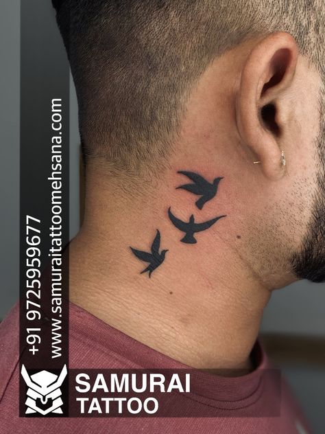 Bird Neck Tattoo Men, Birds Tattoo On Neck, Bird Neck Tattoo, Birds Tattoo Ideas, Birds Tattoo Design, Neck Tattoo Men, Tattoo On Neck, Small Bird Tattoo, D Tattoo