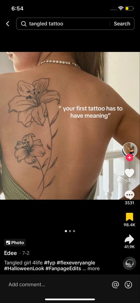 Wrist Tattoos Women, Disney Tangled Tattoo, Rapunzel Tattoo, Tangled Tattoo, Danty Tattoos, Flower Spine Tattoos, Floral Back Tattoos, Flower Tattoo Back, Tattoo Design Book