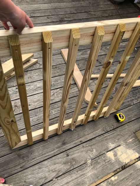 Instead of spening a fortune on a baby gate, create your own baby or pet gate with this simple tutorial. #diy #babygate #petgate #hometalk Deck Stair Gate Ideas, Diy Outdoor Pet Gate, Diy Gate For Porch, Building A Gate For A Deck, Outdoor Deck Gate, Diy Inside Dog Gate Ideas, Sliding Deck Gates Ideas Dogs, Deck Gate Diy, Pool Deck Gate Ideas