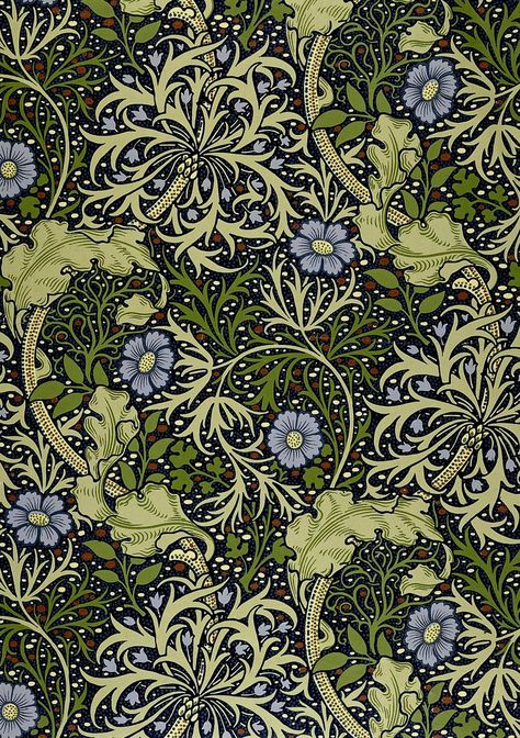 Wallpaper Morris, Seaweed Wallpaper, Motifs Art Nouveau, Block Print Wallpaper, Wallpaper Room, William Morris Wallpaper, William Morris Patterns, Motifs Textiles, Morris Wallpapers