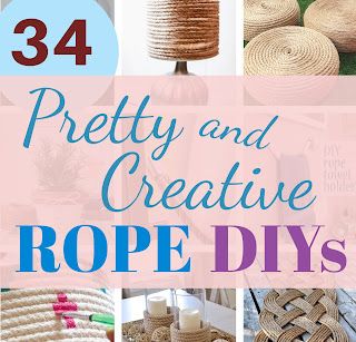 Crafts a la mode Nautical Rope Crafts, Rope Diy Projects, Diy Rope Design, Rope Candle Holder, Diy Hanging Chair, Diy Laundry Basket, Diy Bar Stools, Macrame Hanging Chair, Rope Bowls