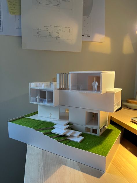 #architecture #architecturemodelmaking Architecture Grid Concept, Foam Board Model Architecture, Interactive Architecture Model, Digital Architecture Design, Interior Design Student Projects, Easy Architecture Model, House Model For School Project, Maquette Architecture Ideas, Interior Model Making