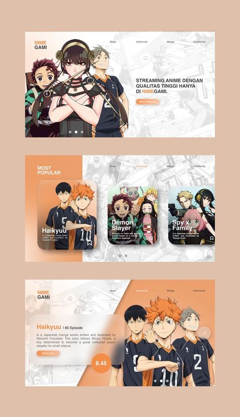 beberapa tampilan UI dari website streaming anime yang menggunakan style design UI saat ini. Desain Ux, Mise En Page Web, Posters Conception Graphique, Design Sites, Desain Ui, Desain Buklet, Website Ui, Desain Editorial, Webdesign Inspiration