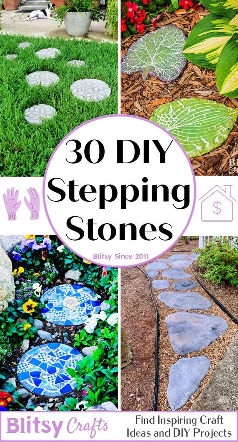 Diy Garden Stones How To Make, Making A Stepping Stone, Paving Stepping Stones, Decorative Stepping Stones Ideas, Diy Concrete Stepping Stones Molds, Decorating Stepping Stones, Concrete Stepping Stones Ideas, Diy Flower Stepping Stones, How To Make A Pathway Diy