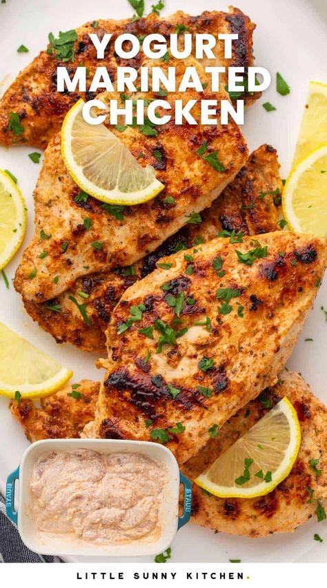 Yogurt Marinade For Chicken, Chicken Marinade Yogurt, Greek Yogurt Chicken Marinade, Greek Yogurt Marinade, Greek Yogurt Marinated Chicken, Chicken Breast Marinade Recipes, Paleo Pesto, Chicken Breast Marinade, Chicken Oven