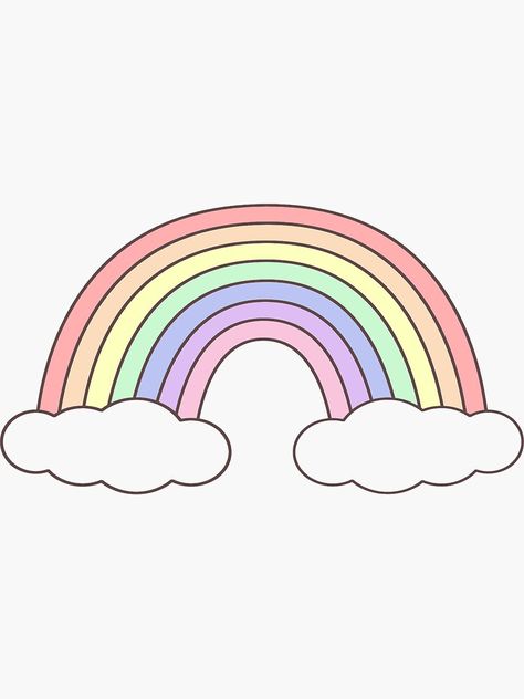 "Simple Pastel Rainbow" Sticker by bird767 | Redbubble Rainbow Cute Drawing, Pastel Rainbow Drawing, Simple Rainbow Drawing, Cute Rainbow Drawings, Cute Rainbow Stickers, Pastel Rainbow Clipart, Draw Rainbow, Drawing Rainbow, Rainbow Illustration