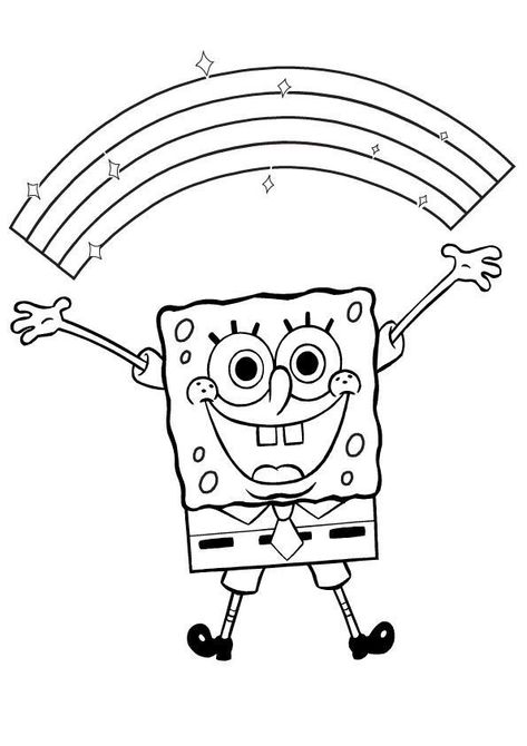 Spongebob Coloring Pages, Spongebob Happy, Spongebob Coloring, Spongebob Drawings, Photo Tag, Coloring Sheets For Kids, Easy Coloring Pages, Cartoon Coloring Pages, Cool Coloring Pages