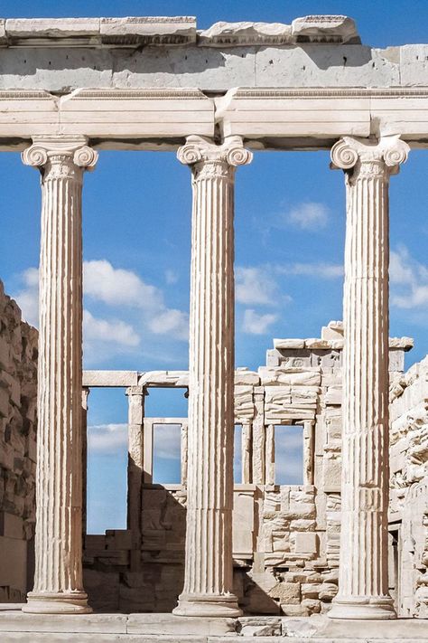 Ancient Greece Architecture, The Erechtheion, Greece Architecture, Acropolis Of Athens, Ancient Athens, Temple Ruins, Athens Acropolis, Greece Athens, Grece Antique