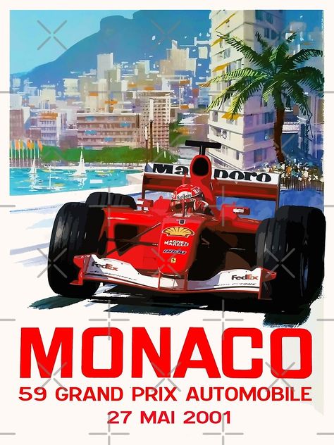 "Schumacher Monaco Grand Prix 2001" Poster by Speedbirddesign | Redbubble Croquis, Monaco Poster F1, Monaco Gp Poster, Monaco F1 Poster, Vintage F1 Poster, Ferrari F1 Poster, F1 Racing Poster, 2001 Poster, Monaco Poster