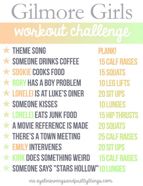 Gilmore Girls Workout, Tv Show Workouts, Movie Workouts, Tv Workouts, Workout Challenges, Fitness Pal, Summer Body Workouts, Month Workout, Body Workout At Home