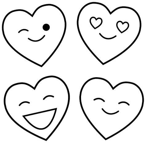 Heart Cutouts Printable, Hearts To Print Free Printable, Hearts To Print, Valentine Templates Free Printable, Valentine Hearts Printable, Hearts With Faces, Hearts To Color, Printable Hearts, Heart Shapes Template
