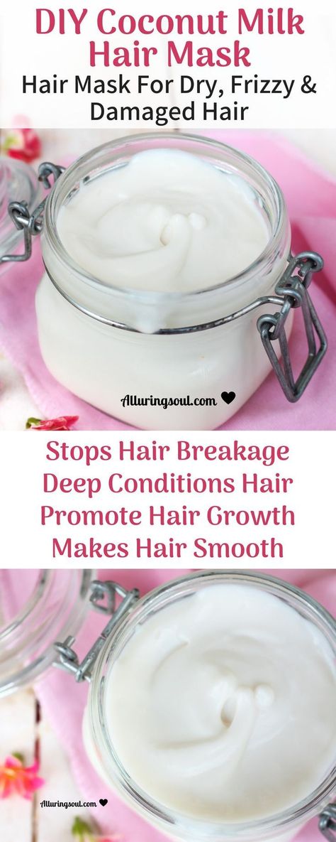 coconut milk hair mask is the best way to treat dull, damaged, frizzy and dry hair. It makes hair soft and adds shine. Check out to get full recipe. Diy Hair Growth Shampoo, Milk Hair Mask, Coconut Milk Hair, Coconut Milk Hair Mask, Coconut Milk For Hair, Milk Hair, Coconut Oil Hair Growth, Hair Mask Recipe, Afro Hair Care