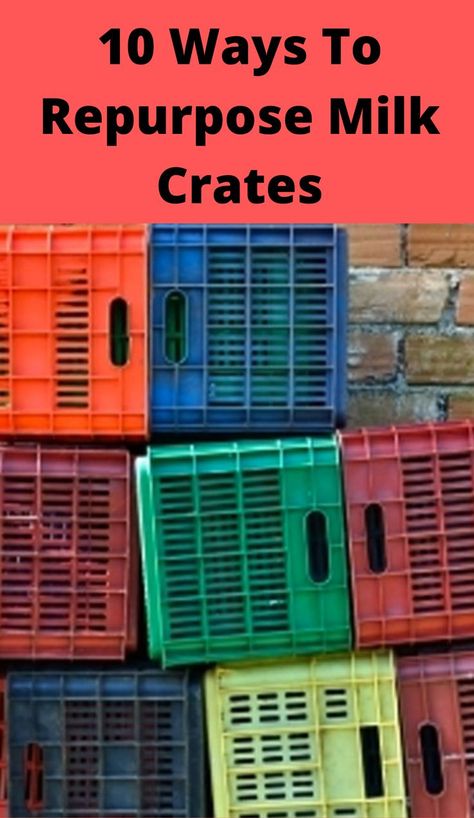 Crate Crafts Diy, Milk Crate Chairs, Milk Crate Bench, Crates On Wall, Garden Ideas Decoration, Milk Crate Seats, Milk Crate Shelves, Milk Crates Diy, Wooden Crates Projects