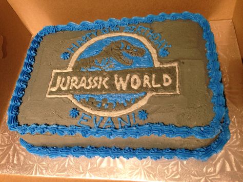 Jurassic World Birthday Cake Jurassic World Birthday Cake, Park Birthday Party Ideas, World Birthday Cake, Jaws Party, Jurassic World Birthday, Jurassic World Cake, Park Birthday Party, Dinosaur Food, Jurassic Park Birthday Party