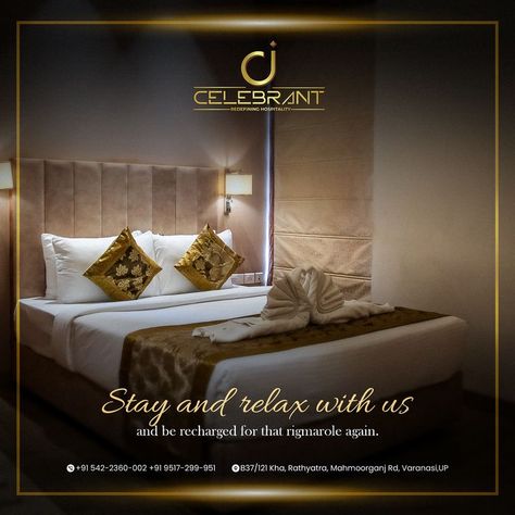 A stay with us will enrich your life for sure. Email Us : gm@celebranthotels.com Call Us : +91-9517-299-951 Website : http://celebranthotels.com #celebranthotel #celebrant #varanasihotel #varanasi #hotelinvaranasi #besthotel #luxurioushotel #luxury #banaras #luxurious #varanasihotels #varanasitaycation #comfort #bestrestaurant #bestfood #food #explore #travel #travelvaranasi #tourist #staycation #hotel #banaras #kashi #bhu Staycation Hotel, Luxury Hotels Interior, Furniture Graphic, Hotel Ads, Hotel Royal, Real Estate Marketing Design, Social Media Branding Design, Premium Hotel, Luxurious Rooms