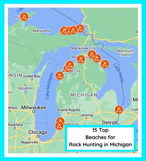 Michigan Rockhunting 2023: 15 Top Spots for Rockhounding and Rock Hunting in Michigan (MAP) | My Michigan Beach and Michigan Travel Pictured Rocks Michigan, Lake Michigan Stones, Michigan Travel Destinations, Michigan Camping, Chicago Beach, Michigan Map, Manitoulin Island, Michigan Adventures, Michigan Road Trip