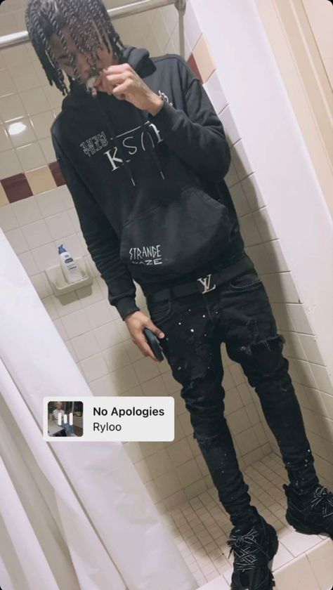 Gangsta Style Men, Drip Jeans, Black Gangster, Usa Drip, Gangster Outfit, Boy Outfits Aesthetic, Dread Heads, Bape Hoodie, Drip Fits