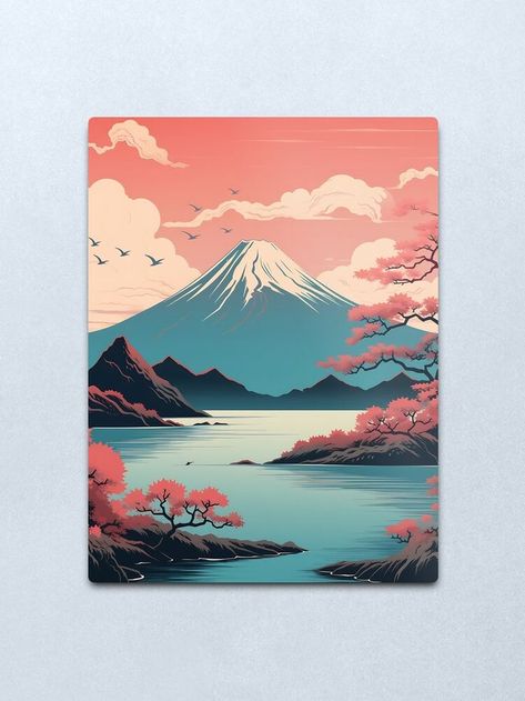 Tela, Mount Fuji, Mount Fuji Drawing, Gunung Fuji, Mount Fuji Japan, Japanese Mountains, Fuji Mountain, Japandi Wall Art, Mountain Drawing