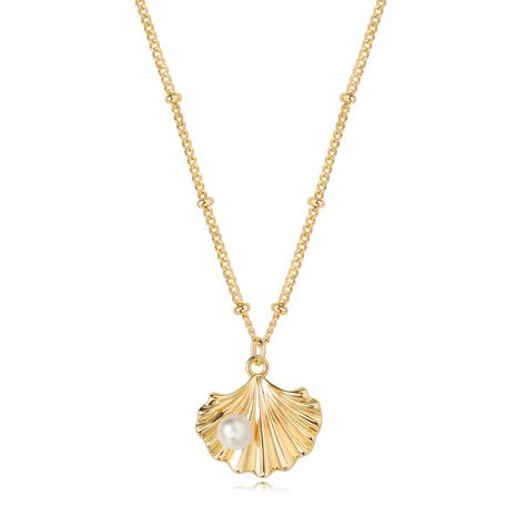 PRICES MAY VARY. Golden Pearl Shell Necklace - This stunning necklace showcases the elegance of the sea with its golden hue and exquisite pearl-embellished shell pendant, capturing the essence of maritime beauty. Ideal Size: 20"+ 2"Extender. The shell necklace is a perfect size that fits most necks comfortably. The chain is adjustable so you can wear it at your desired length. High-quality Material: The shell necklace is made of premium quality metal that is durable and long-lasting. It is 14K g Gold Jewelry Gift, Sea Jewelry, Delicate Pendant, Structural Design, Handmade Gold Jewellery, Chic Bracelet, Golden Necklace, Seashell Necklace, Dainty Gold Necklace