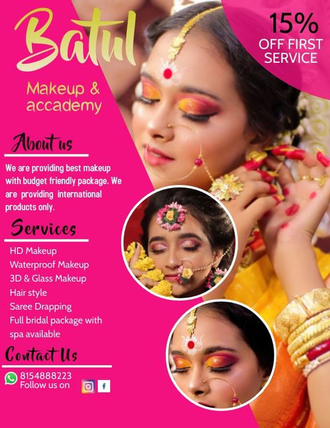 Poster For Makeup Artist, Makeup Artist Bridal Packages, Makeup With Hairstyle, South Indian Makeup, Glass Makeup, Bridal Makeup Services, Beauty Salon Posters, Indian Makeup Artist, Hd Makeup