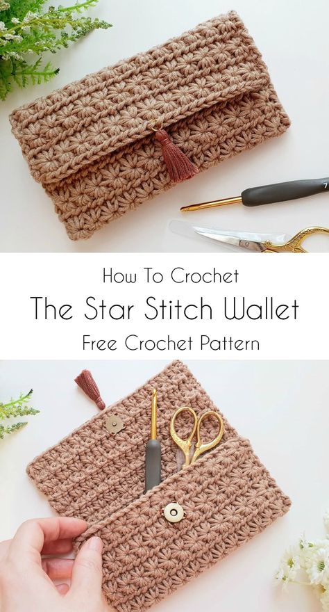 Crochet Star Stitch Wallet or Pouch Crochet Star Stitch, Crochet Wallet, Crochet Clutch Bags, Knitting Bag Pattern, Crochet Mignon, Crochet Case, Confection Au Crochet, Crochet Bag Pattern Free, Crochet Simple