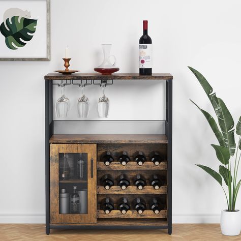 Home Wine Bar, Wine Rack Table, Metal Bar Cart, Wine Bar Cabinet, Bar Rack, Small Sideboard, Wine Bottle Rack, Mesh Door, Wine Cabinet