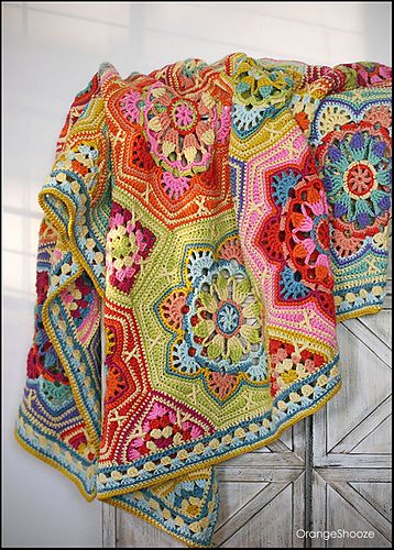 Crochet Crazy Quilt Pattern, Fun Crochet Blankets, Persian Tiles, 3d Crochet, Crochet Mandala Pattern, Crochet Blanket Afghan, Crochet Bolero, Crochet Blocks, Crochet Quilt