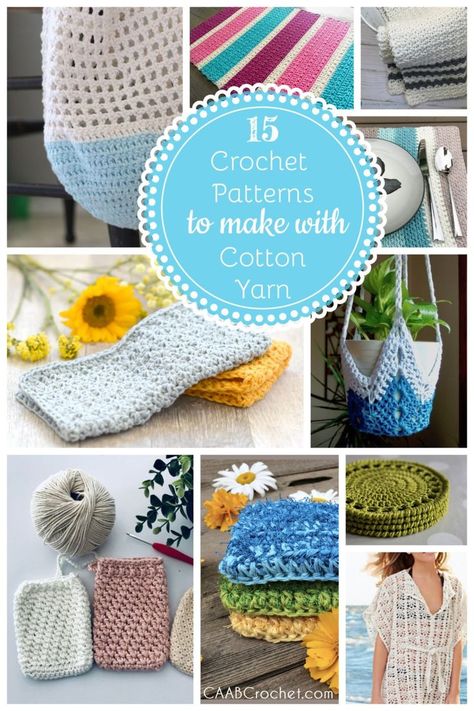 15 Crochet Patterns Using Cotton Yarn | Free crochet pattern round up from Cute As A Button Crochet & Craft #crochetpattern #cottonyarn #caabcrochet Patchwork, Amigurumi Patterns, Cotton Yarn Crochet Projects, Cotton Yarn Crochet Pattern, Cotton Yarn Projects, Cotton Yarn Patterns, Cotton Crochet Patterns, Button Crochet, Crochet Hot Pads