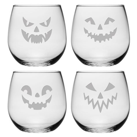 Jack O Lantern Scary, Halloween Scary Face, Etching Diy, Halloween Glasses, Diy Glasses, Lantern Designs, Scary Faces, Thoughtful Christmas Gifts, Christmas Gifts For Girlfriend