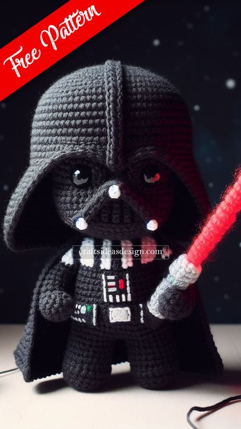 Darth Vader Amigurumi - Free pattern Crochet Darth Vader Hat Pattern Free, Darth Vader Knitting Pattern, Crochet Darth Vader Amigurumi, Crochet Star Wars Amigurumi Free Pattern, Crochet Darth Vader Hat, Starwars Crochet Free Pattern, Legend Of Zelda Crochet Pattern Free, Crochet Star Wars Amigurumi, Darth Vader Crochet Pattern Free