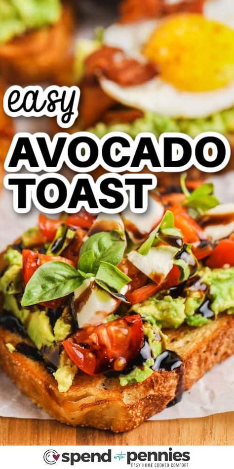 You won't find a better avocado toast recipe than this one! Smash creamy avocados over garlicky toast and load it with your favorite toppings, sweet or savory. Once you try it, you'll crave it daily—it's just that good! This quick and easy avocado toast is perfect for breakfast, snacking, or refueling after a workout. Easy Avocado Toast, Avocado Toast Healthy, Best Avocado Toast Recipe, Avocado Sandwich Recipes, Toast Recipe Breakfast, Simple Avocado Toast, Avocado Snack, Avocado Recipes Breakfast, Weight Watchers Recipes Breakfast
