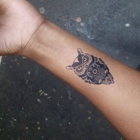Bird Tattoo Men Arm, Tiny Bird Tattoo, Small Owl Tattoo, Tiny Owl Tattoo, Tattoo Men Arm, Owl Tat, Owl Tattoo Small, Bird Tattoos Arm, Cute Owl Tattoo