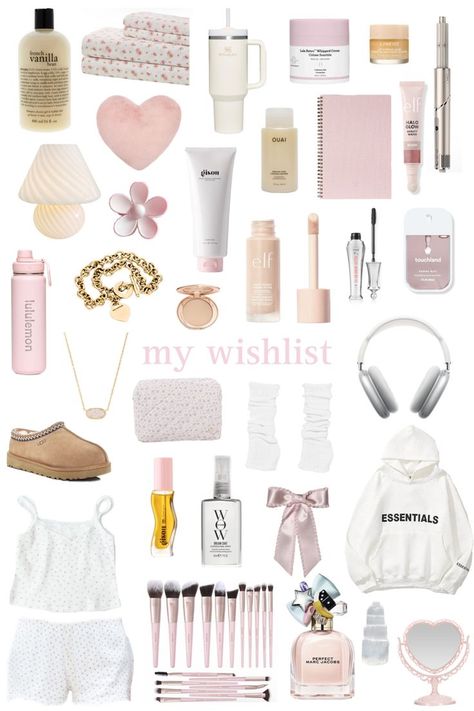 Christmas Wishlist For Teens, Wishlist Pink, Xmas List Ideas, Girly Christmas Gifts, Cute Birthday Ideas, Pink Lifestyle, Cute Lazy Day Outfits, Girly Gifts, Pink Girly Things