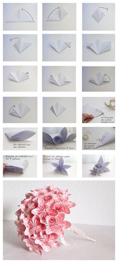 DIY: paper flower bouquet Paper Dandelion Diy, Paper Origami Flowers, Origami Flowers Tutorial, Vika Papper, Kraf Kertas, Origami Diy, Tutorial Origami, Diy Flores, Fleurs Diy