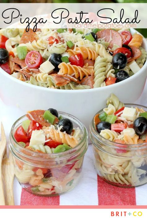 Individual Potato Salad Cups, Finger Food Ideas For Large Party, Picnic Food Ideas Skewers, Lunch Beach Food, Individual Packaged Party Food, Plastic Cup Appetizers For Party, Individual Pasta Salad Cups, Pasta Salad In A Cup, Beach Cooler Food