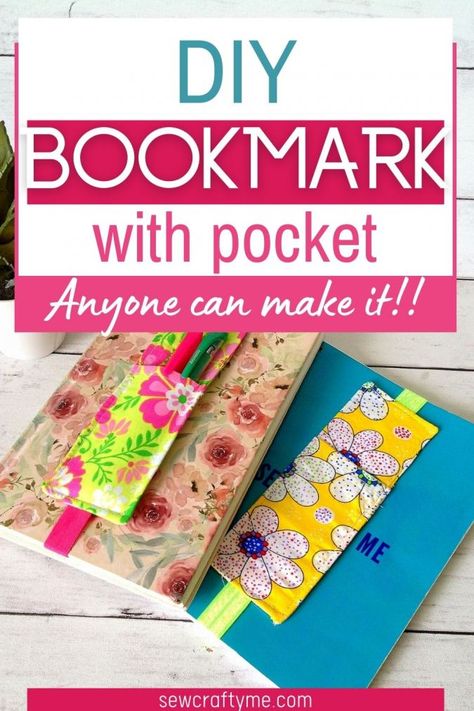 Learn how to sew a bookmark with elastic and a pocket with this easy sewing project. This DIY sewing tutorial does not require any complicated sewing and can be done even by a beginner seamstress.It can be used to mark the pages in your book neatly and in style. It can be great as a handmade gift too. Book Related Sewing Projects, Cloth Bookmarks Diy, How To Sew Bookmarks, Sewing Projects For Office, Elastic Bookmark Diy, Sew For Men, Fabric Book Marks Diy Homemade, Sew A Bookmark, Fun Easy Sewing Projects