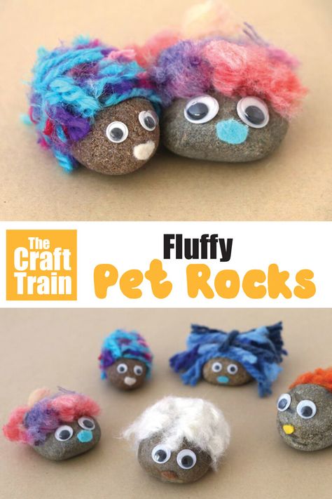 Summer Camp Art, Camping Crafts For Kids, Yarn Scraps, Yarn Crafts For Kids, Pet Rock, Summer Camp Activities, Fluffy Yarn, Summer Camp Crafts, Summer Crafts For Kids