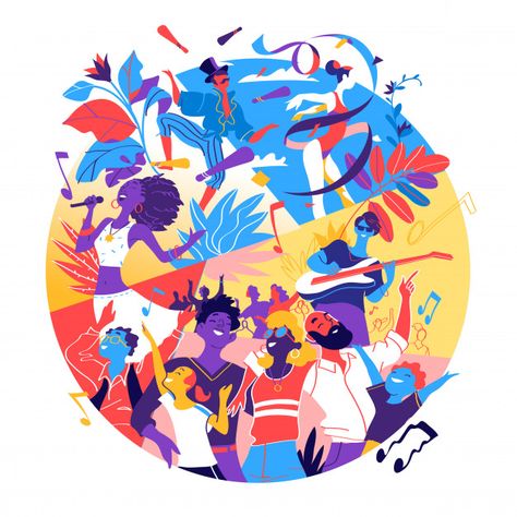 Poster for festival, celebration, holida... | Free Vector #Freepik #freevector #poster #music #people #party 달력 디자인, Vector Poster, Music Illustration, Poster Music, Sport Illustration, Affinity Designer, Festival Celebration, Doodle Illustration, Group Of People