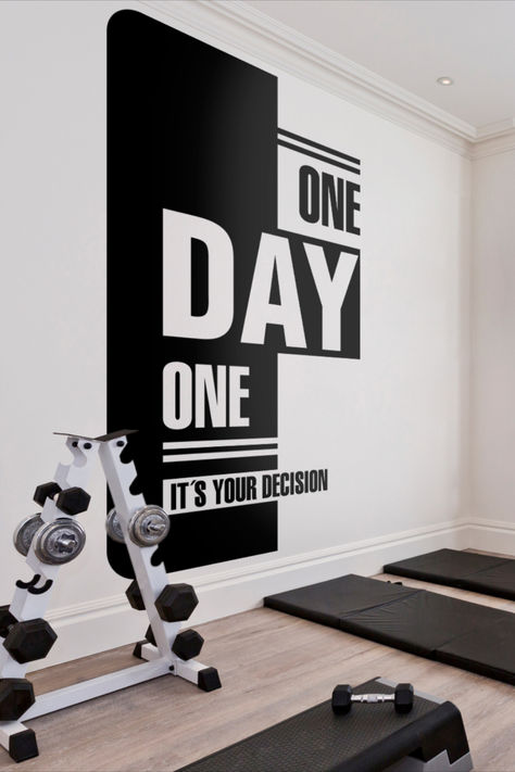 One Day, Day One, Its Your Decison, Gym Wall Decor, Gym Quotes, Gym Walls, Gym Wall Decals, Gym Wall Stickers, Gym Wall Art, Gym Art, Gift One Day Day One, Gym Wall Quotes, Gym Wall Decals, One Day Quotes, Gym Wall Stickers, Home Made Gym, Gym Wall Art, Quotes Gym, House Gym