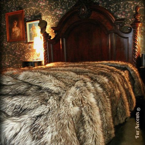 Wolf Shag, Fur Bedspread, Designer Throw Blanket, Fur Comforter, Faux Fur Bedding, Faux Fur Area Rug, Fur Bedding, Blankets And Pillows, Gray Wolf