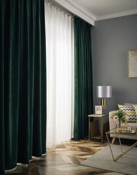 These Window or Door Curtains are made from Premium quality Velvet . This Velvet Window Drapes are dyed in a special process that delivers brighter color and never fades with Cozy texture. This Curtain will decrease sunlight effect and help to establish a shade of peaceful ambiance. BUYER NOTE:- YOU WILL GET TWO PANEL CURTAIN SET Product Description:- Material : Velvet Item Including in Set : Two Panel Curtain Pattern : Solid Color : Dark Forest Green, Olive green Wash Care : Cold Machine Wash/D Green Curtains Living Room, Emerald Green Curtains, Green Curtains Bedroom, Velvet Curtains Living Room, Velvet Curtains Bedroom, Velvet Bedroom, Green Drapes, Large Curtains, Dark Curtains