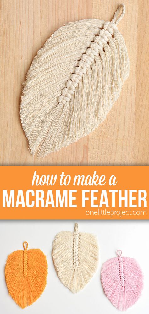 Upcycling, Macrame Beginners, Macrame Wall Hanging Tutorial, Free Macrame Patterns, Macrame Feathers, Feather Diy, Simple Macrame, Macrame Dream Catcher, Macrame Feather