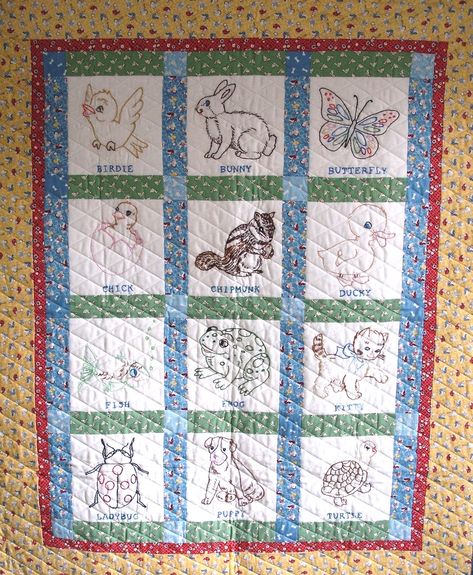 Amigurumi Patterns, Animal Baby Quilt, Quilt Embroidery, Machine Embroidery Quilts, How To Quilt, Nail Design Spring, Baby Quilt Patterns, Applique Quilt, Embroidered Quilts